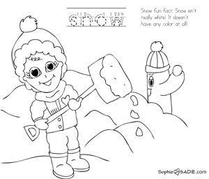 shoveling snow coloring pages