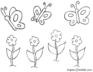 flowers and butterflies coloring page